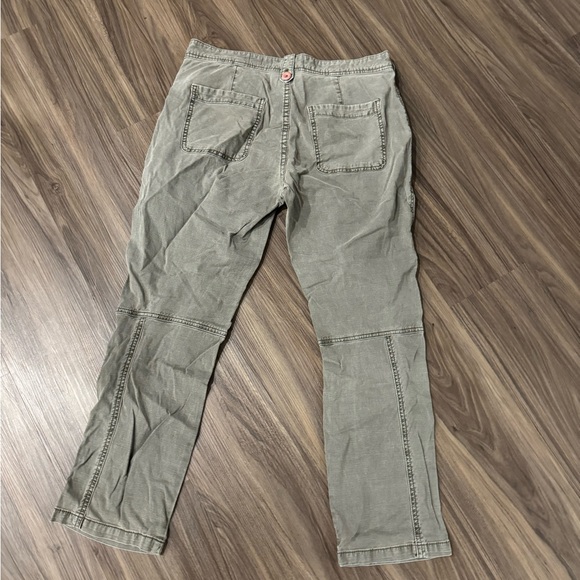 Anthropologie Olive Straight Leg Pants with Floral Embroidery - Picture 3 of 4